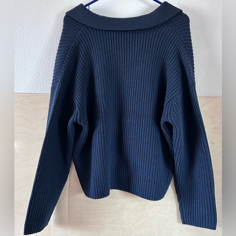 Lauren Ralph Lauren Wool-Blend Polo Sweater Navy Sz M NWT Preppy Dark Academia - Picture 5 of 13